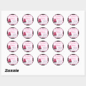 Sticker Rond Boutique boulangerie, noir et rose (Feuille)
