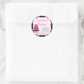 Sticker Rond Boutique boulangerie, noir et rose (Sac)