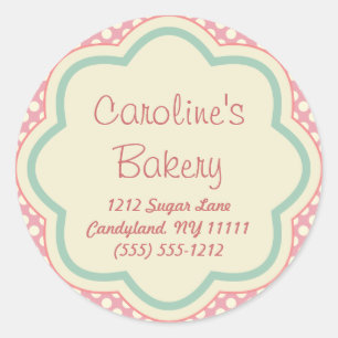 Sticker Rond Boutique boulangerie, Pointe rose