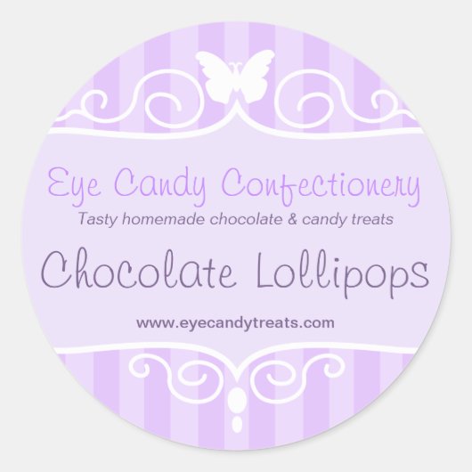Sticker Rond Boutique confiserie alimentaire violet collants ro (Devant)