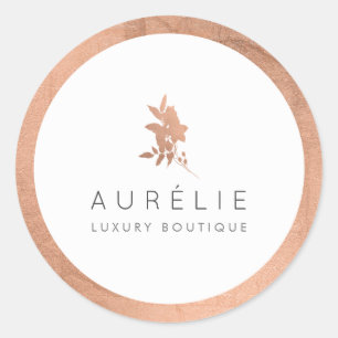 Sticker Rond Boutique de luxe Floral Rose simple