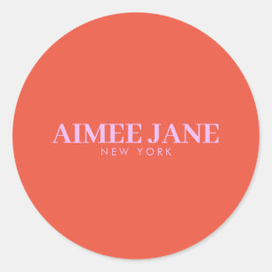 Sticker Rond Boutique de luxe minimaliste gras Orange/Rose