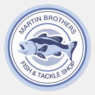 Sticker Rond Boutique de poisson personnalisé Pêcheur de basse