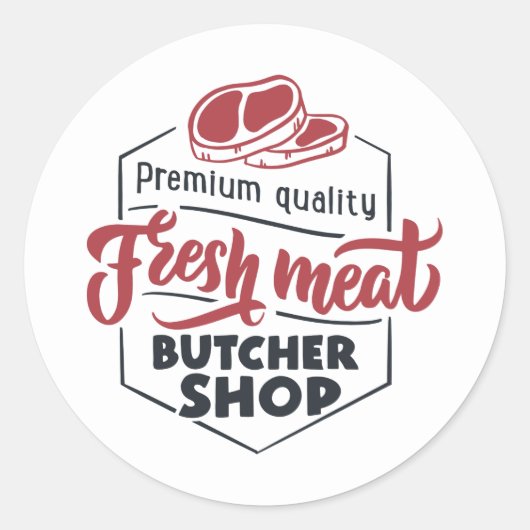 Sticker Rond Boutique de viande fraîche (Devant)