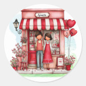 Sticker Rond Boutique Douce Saint-Valentin Monogrammes Couple (Devant)