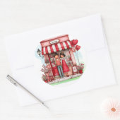 Sticker Rond Boutique Douce Saint-Valentin Monogrammes Couple (Enveloppe)