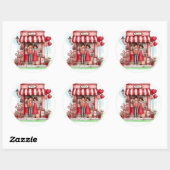 Sticker Rond Boutique Douce Saint-Valentin Monogrammes Couple (Feuille)