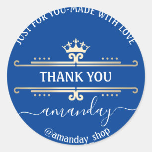 Sticker Rond Boutique Merci Web Boutique Royal Crown Blue