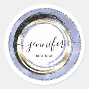 Sticker Rond Boutique Professionnelle Boutique Bleu Or Blanc Ca