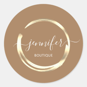 Sticker Rond Boutique Professionnelle Boutique Gold Brown
