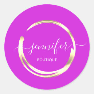 Sticker Rond Boutique professionnelle Fuchsia Gold Circle