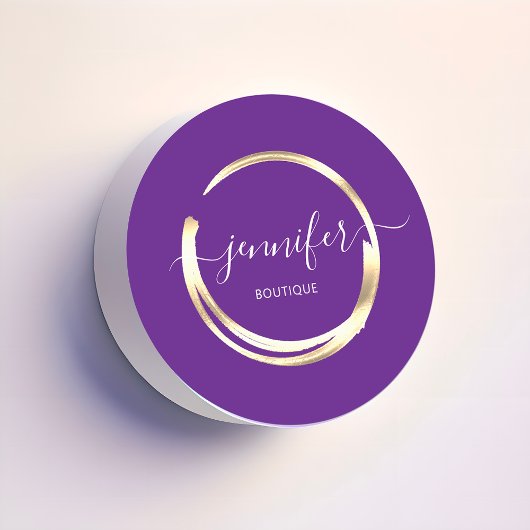 Sticker Rond Boutique professionnelle Gold Purple Frame