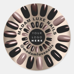 Sticker Rond Boutique Stylist rose Black Nails Ajouter un logo 
