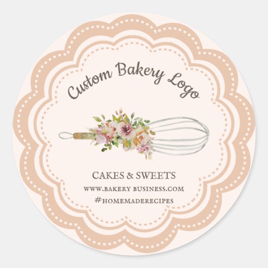 Sticker Rond Boutique Whisk Flower Bakery (Devant)