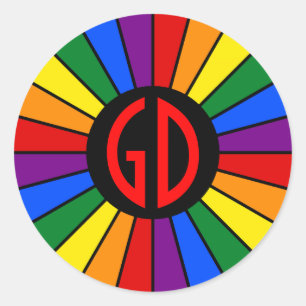 Sticker Rond BOUTON À DRAPEAU PLANIFIÉ RAYS + votre signe ou vo