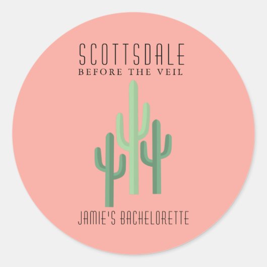 Sticker Rond Bouton Bachelorette Scottsdale Desert Cactus (Devant)
