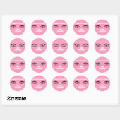 Sticker Rond Bouton Basse Vision rose (Feuille)
