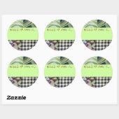 Sticker Rond Bouton "Bonjour, mon nom est..." (Feuille)