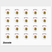 Sticker Rond Bouton d'abeille Bee Happy (Feuille)