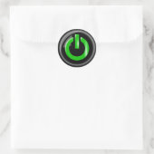 Sticker Rond Bouton d'alimentation noir " Vert sur " (Sac)