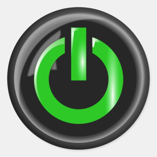 Sticker Rond Bouton d'alimentation noir " Vert sur " (Devant)