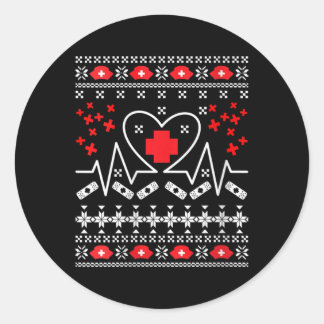 Sticker Rond Bouton de coeur des femmes - Douleur de Noël moche