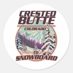 Sticker Rond Bouton de crête Colorado Logo de snowboard