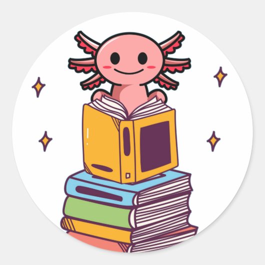 Sticker Rond Bouton de lecture des livres Axolotl (Devant)