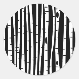 Sticker Rond Bouton de tambour motif noir blanc arbre