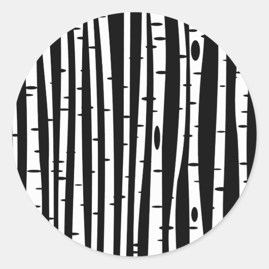 Sticker Rond Bouton de tambour motif noir blanc arbre (Devant)