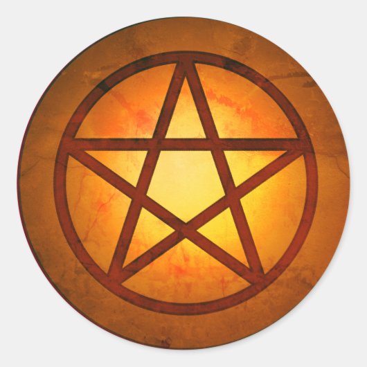 Sticker Rond Bouton en céramique Red Fire Pentacle (Devant)