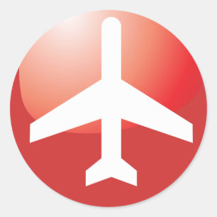 Sticker Rond Bouton Facile rouge de l'avion