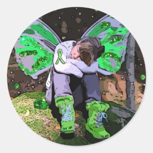 Sticker Rond Bouton Guerrier de la maladie de Lyme fatigué avec