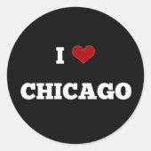 Sticker Rond Bouton I Love Chicago (Devant)
