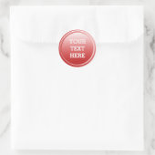 Sticker Rond Bouton incliné rouge ROND + votre texte (Sac)
