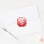Sticker Rond Bouton incliné rouge ROND + votre texte (Enveloppe)