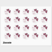 Sticker Rond Bouton Merci Brocade rouge (Feuille)