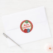 Sticker Rond Bouton mignon Polka pointillé Joyeux Noël (Enveloppe)