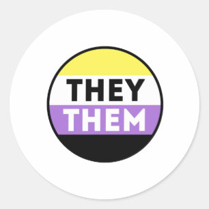 Sticker Rond Bouton non binaire - Ils