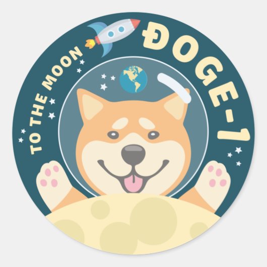 Sticker Rond Bouton Patch Mission Doge 1 Moon (Devant)