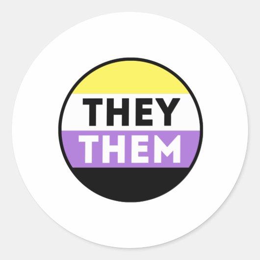 Sticker Rond Bouton Pronoms Non Binaires - Ils Eux (Devant)