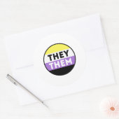 Sticker Rond Bouton Pronoms Non Binaires - Ils Eux (Enveloppe)
