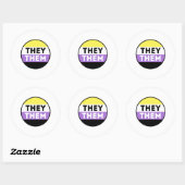 Sticker Rond Bouton Pronoms Non Binaires - Ils Eux (Feuille)