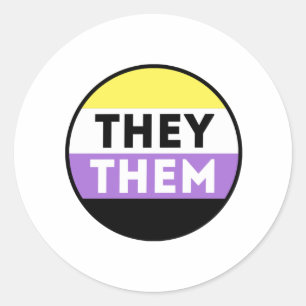 Sticker Rond Bouton Pronoms Non Binaires - Ils Eux