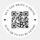 Sticker Rond Bouton QR code pour offrir un verre à la mariée (Devant)