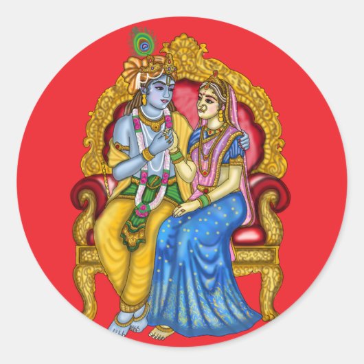 Sticker Rond Bouton Radha Krishna (Devant)