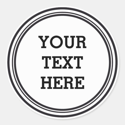 Sticker Rond BOUTON ROND blanc & noir + votre texte (Devant)