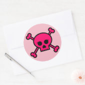 Sticker Rond Bouton rond Fille Pink Punk Crossbones (Enveloppe)
