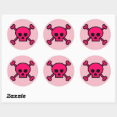 Sticker Rond Bouton rond Fille Pink Punk Crossbones (Feuille)
