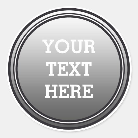 Sticker Rond BOUTON ROND gris & noir + votre texte (Devant)